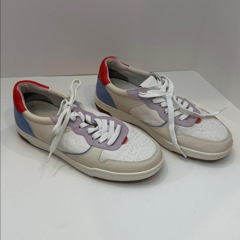 Madewell leather court sneakers with eye-catching bright color-blocking Sz 9.5